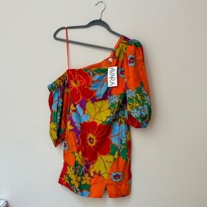NWT Colorful Floral One-Shoulder Dress
